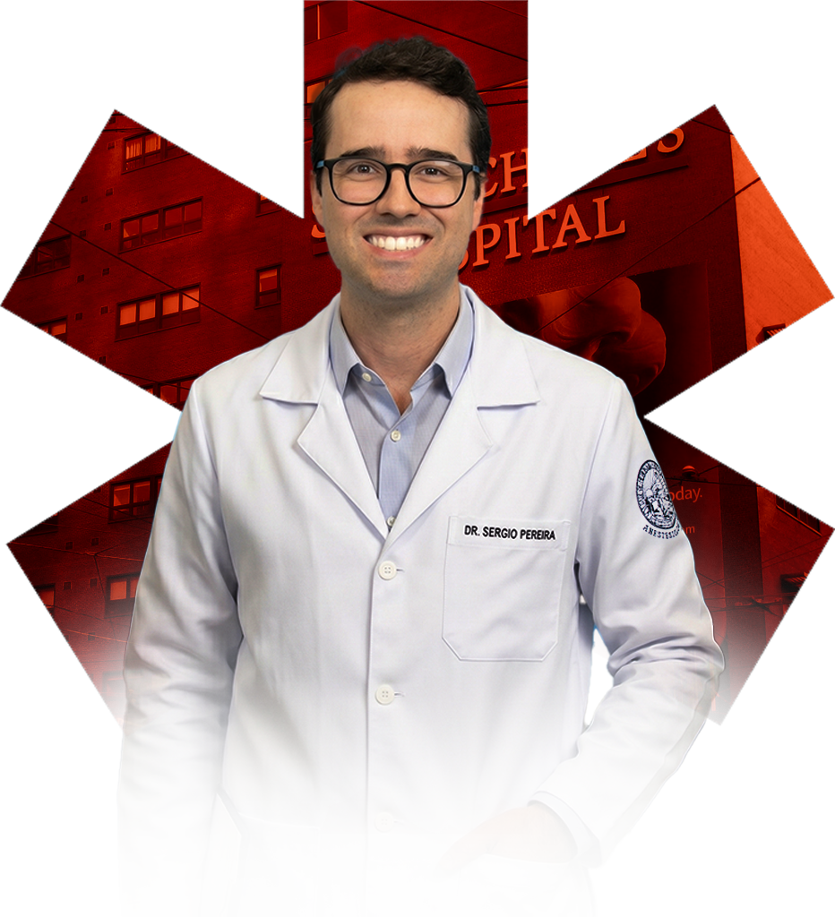 Dr. Sérgio Pereira, anestesiologista e pesquisador, de jaleco branco